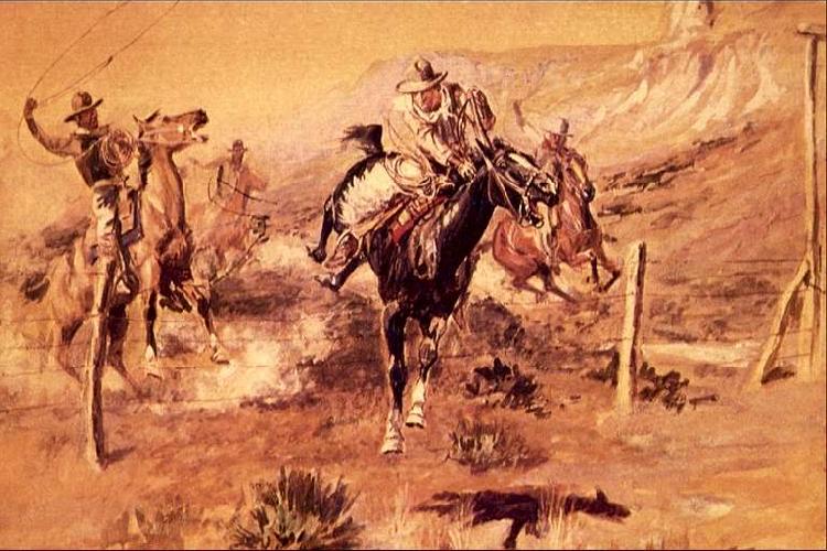 Charles M Russell The Getaway oil painting picture